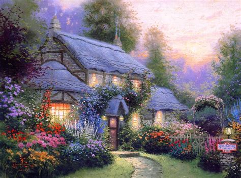 He is notable for achieving success during his lifetime with the mass marketing of his work as printed reproductions and other licensed products by means of the Thomas Kinkade Company. . Thomas kinkade paintings